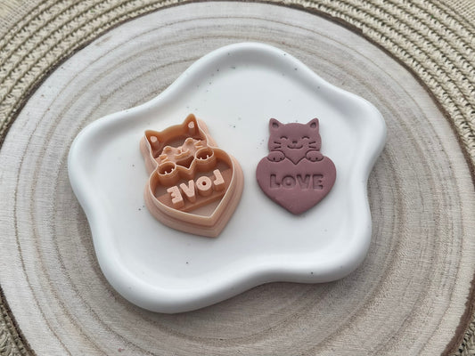 Decupator / Cutter pisică inimă LOVE #0142
