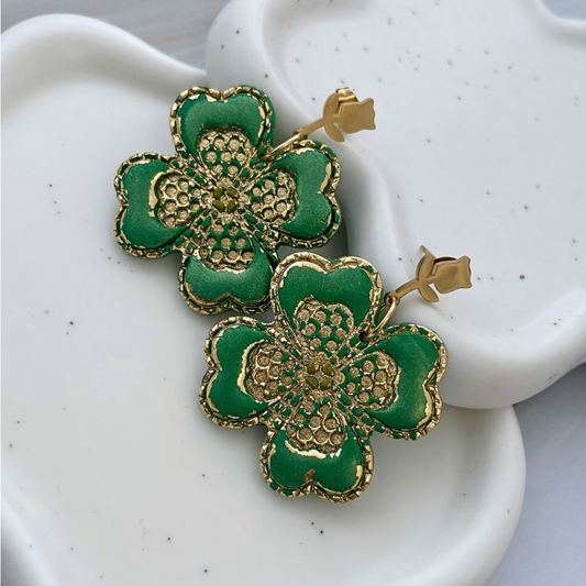 Cercei din lut polimeric EMERALD CLOVER