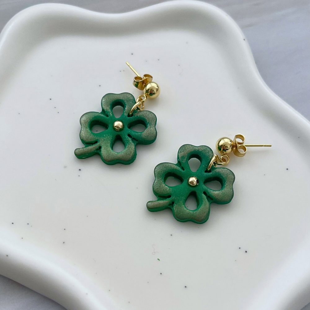 Cercei din lut polimeric LUCKY CLOVER