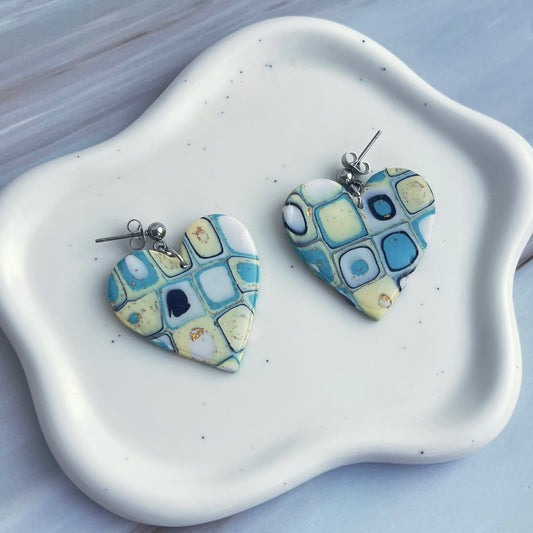 Cercei din lut polimeric OCEAN HEARTS